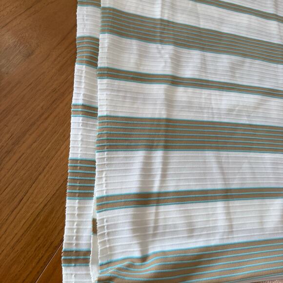 Vintage Stripe Fabric Poly Stretch Aqua Tan White 84 x 64 2 yards - Picture 6 of 9